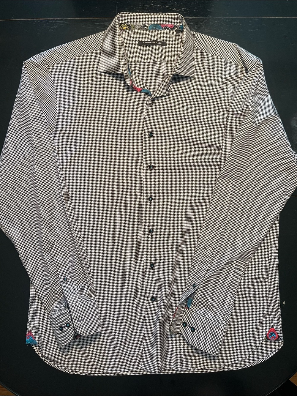 Hammer Made Marimekko Trim Houndstooth Dress Shirt - Men’s Size 44/17.5